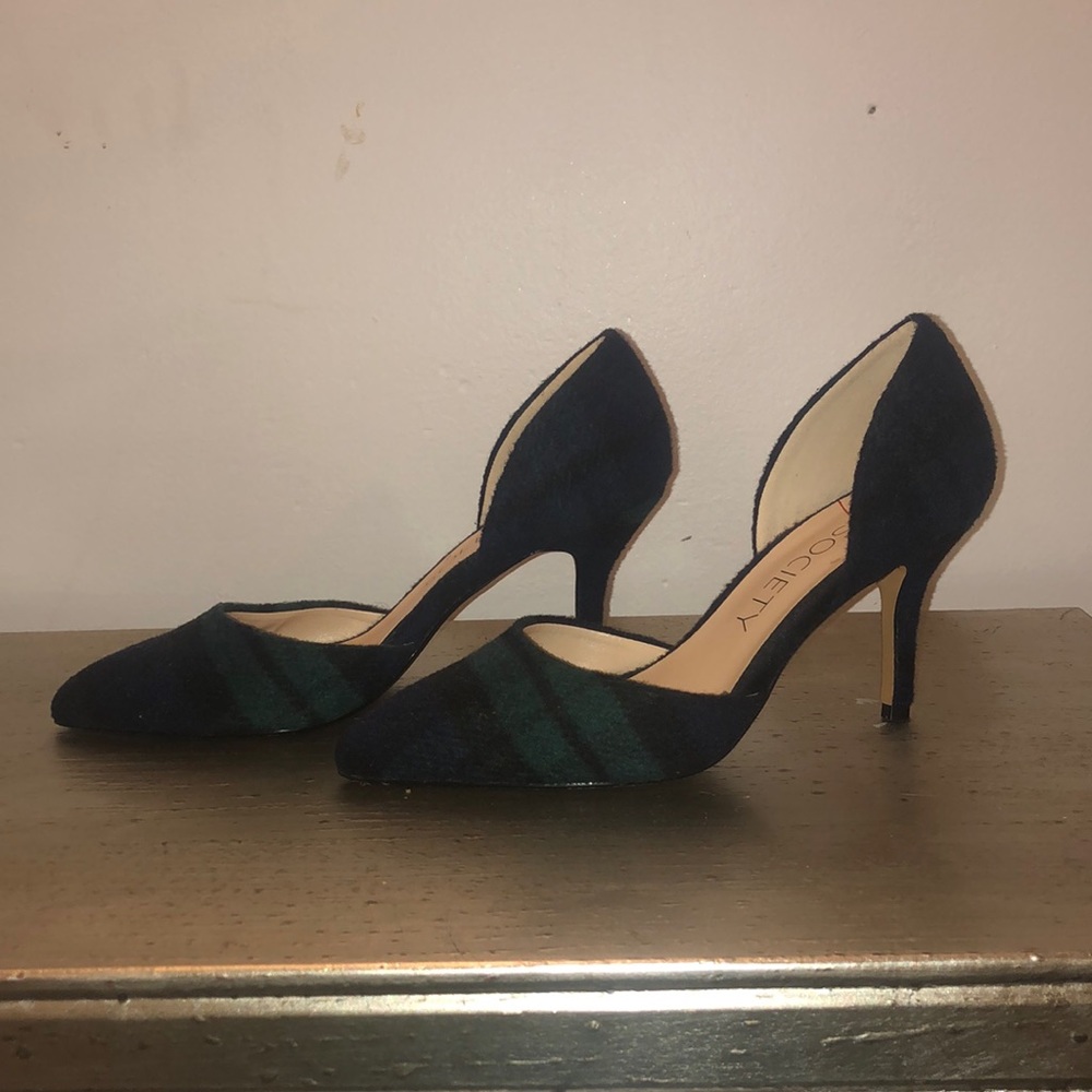 Sole Society sz. 8.5 blue and green plaid heels